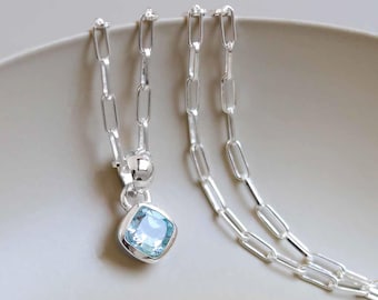 スターリングシルバー ブルートパーズ 誕生石 ファインペーパー