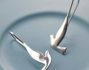 Sterling Silver Dove Drop Earrings