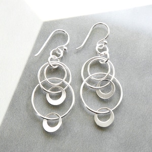 Sterling Silver Swinging Circles Dangly Earrings zdjęcie 2