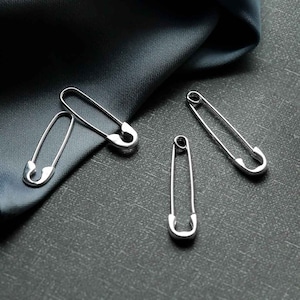 Sterling Silver Safety Pin Earrings image 3