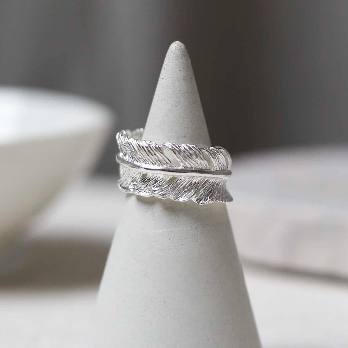 Sterling Silver Feather Ring - Etsy