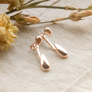 Rose Gold Plated Sterling Silver Two Way Teardrop Stud Earrings