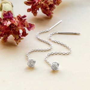 Sterling Silver Petite Knot Threader Earrings