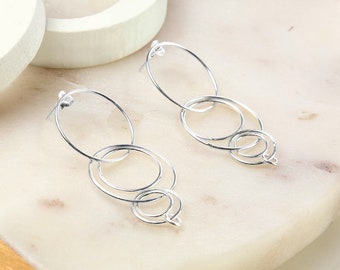 Sterling Silver Magic Rings Stud Earrings