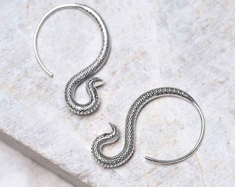 Sterling Silver Cobra Drop Earrings