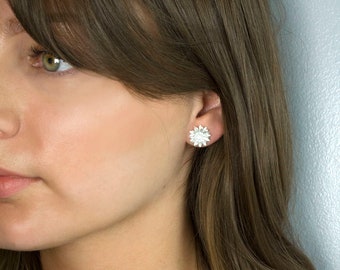 Sterling Silver Daisy Stud Earrings