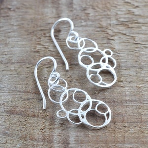 Pendientes colgantes de burbujas de plata de ley