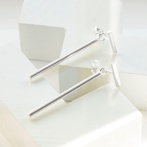 Sterling Silver Round Rod Stud Earrings