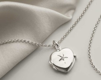 Sterling Silver Diamond kissed Locket Necklace