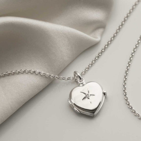 Sterling Silver Diamond kissed Locket Necklace