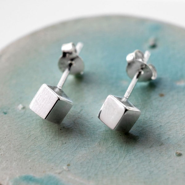 Sterling Silver Box Stud Earrings