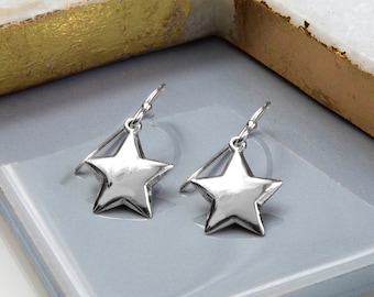 Sterling Silver Dangly Star Drop Earrings