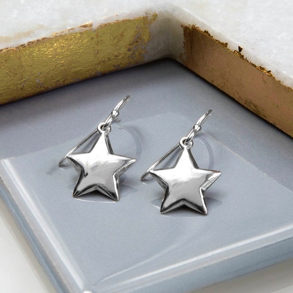 Sterling Silver Dangly Star Drop Earrings