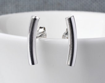 Sterling Silver Bar Stud Earrings