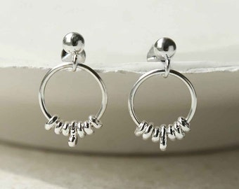 Sterling Silver Pebble Hoop Studs