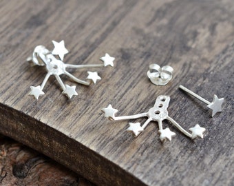 Sterling Silver Two Way Star Stud Earrings