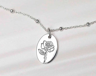 Sterling Silver June Birth Flower Necklace