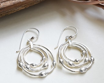 Sterling Silver Liquid Loops Dangly Earrings
