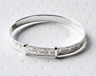 Silver christening bangle deals