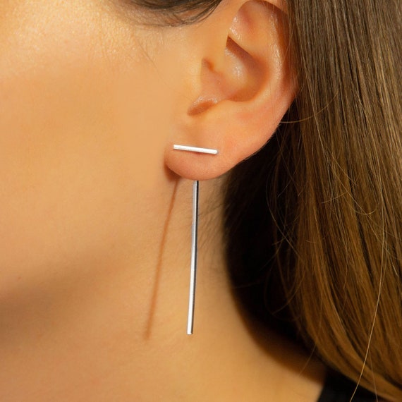 Sterling Silver Bar Stud Earrings - Martha Jackson