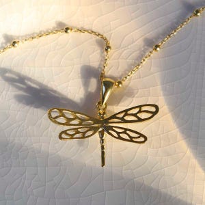 Gold Plated Sterling Silver Dragonfly Necklace