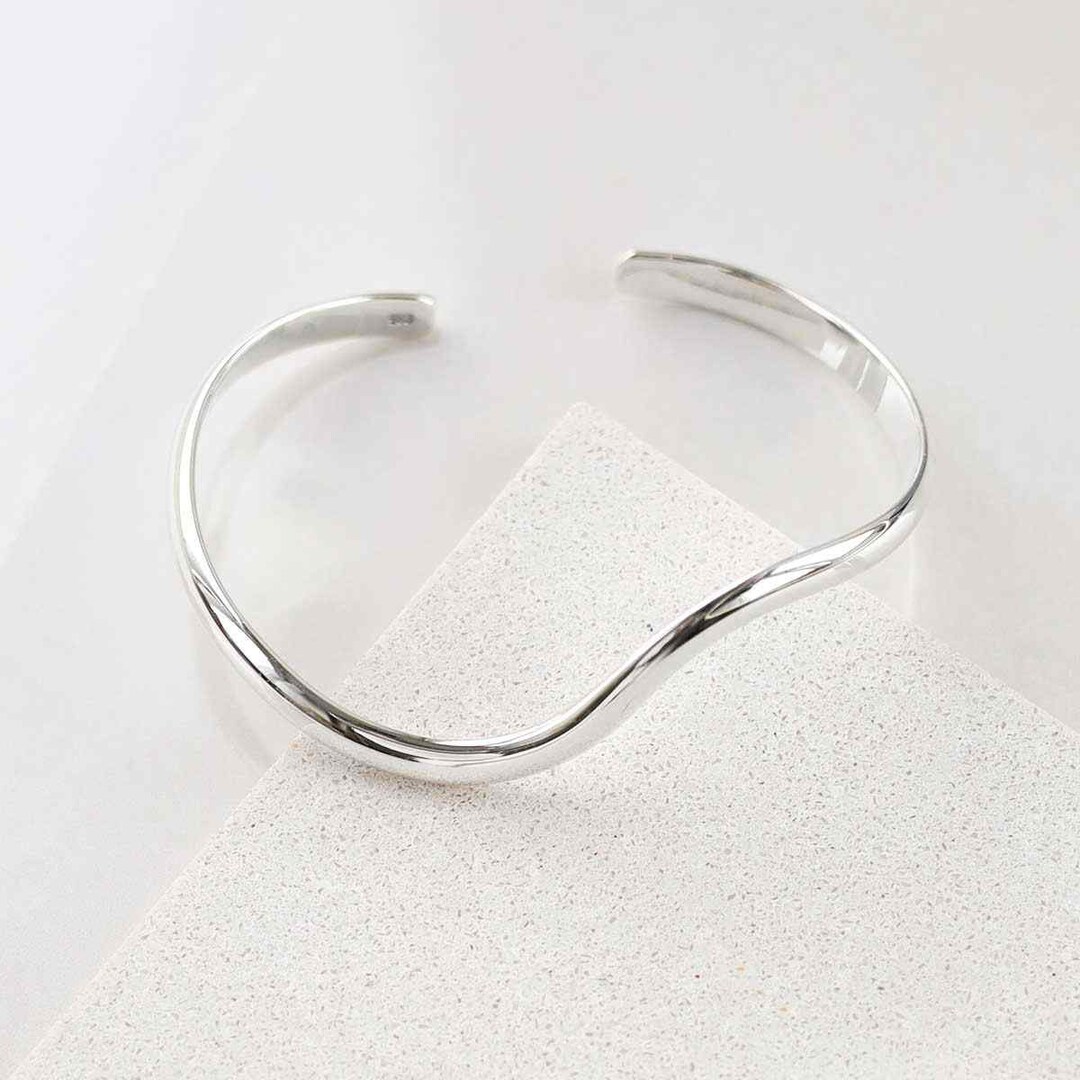 アクセサリー Vintage Silver Wide Wave Caff Bangle 925 il_1080xN.5390767490_qvfr.jpg
