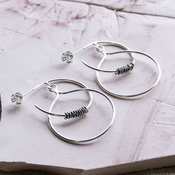 Sterling Silver Looped Hoop Earrings - Etsy