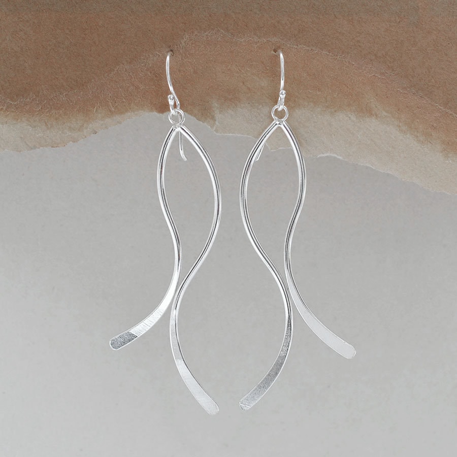 [wingbling] 925 シルバー☆Benish Ribbon Two Way Earrings 92.5 Silver] Double Ribbon Point Earrings | The best