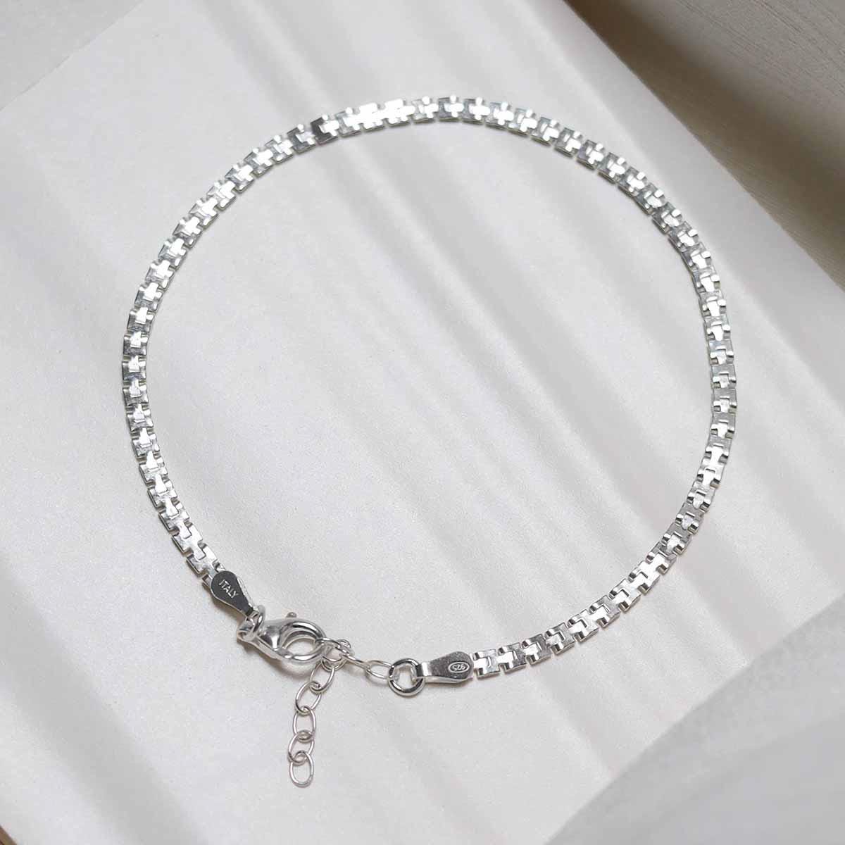 Sterling Silver Greek Box Chain Bracelet - Etsy