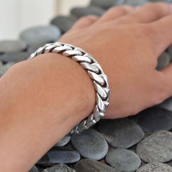 I'M OK for RHC Silver Curb Bracelet（L） Sterling Silver Heavy Curb Bracelet - Etsy