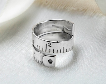 Sterling Silver Adjustable Measuring Tape Ring