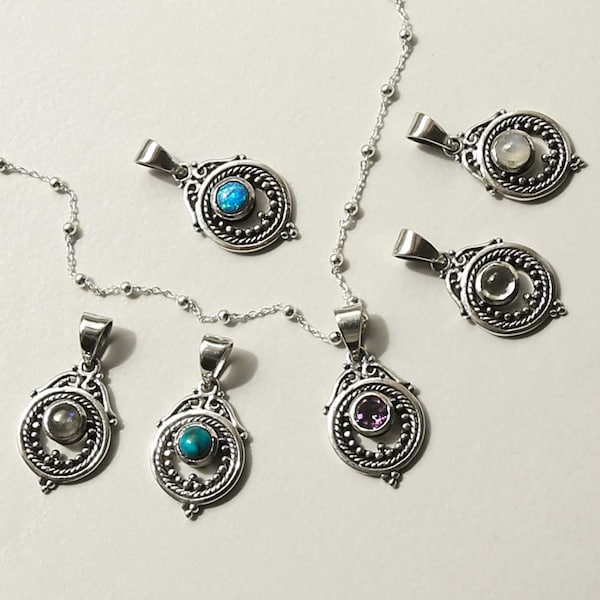 Sterling Silver Gemstone Victorian Necklace