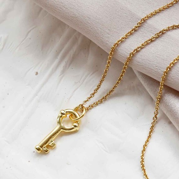 Gold Plated Sterling Silver Key Necklace Etsy Canada