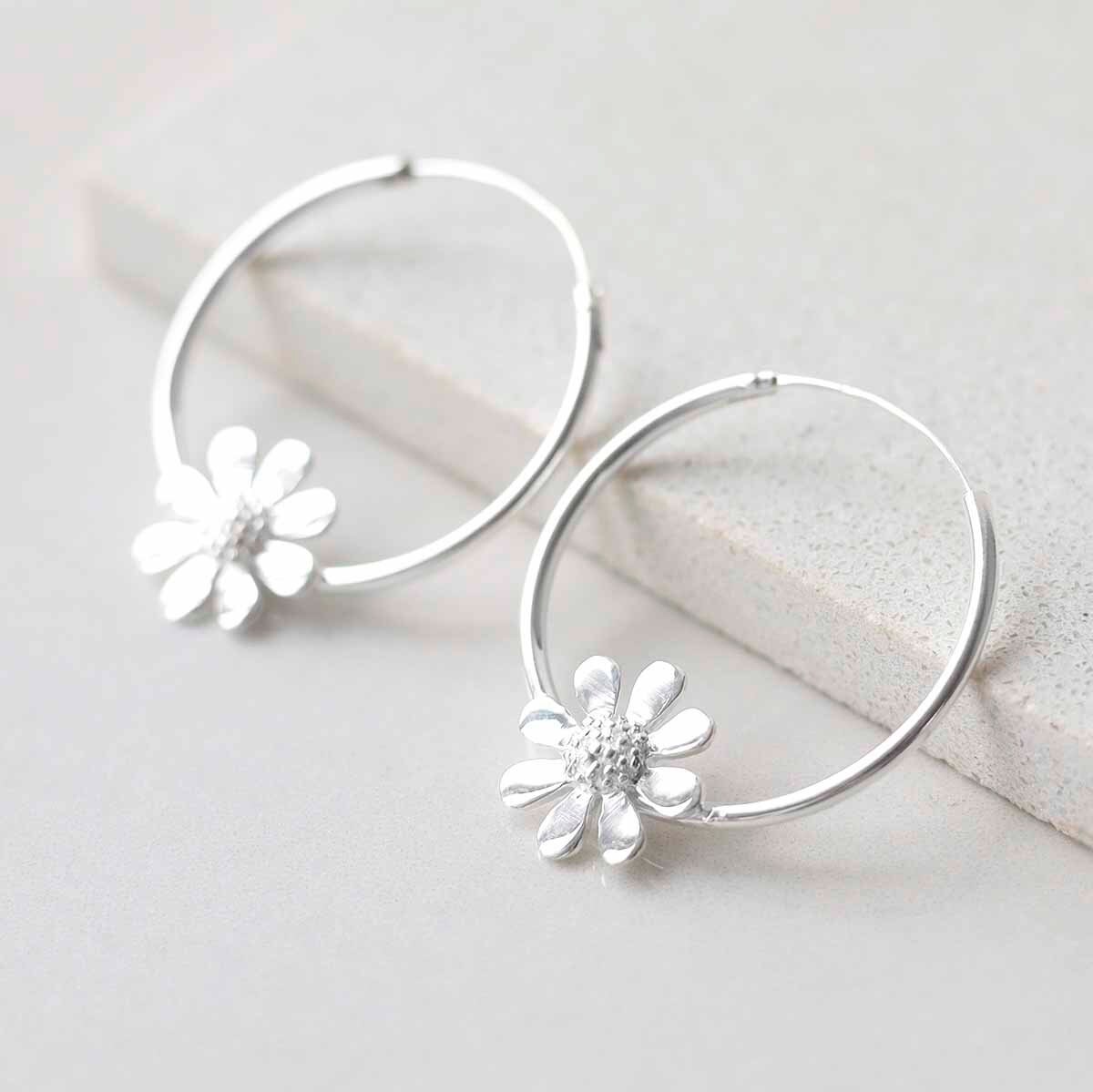 Sterling Silver Dotted Daisy Earrings