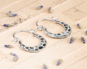 Sterling Silver Hammered Horse Shoe Hoop