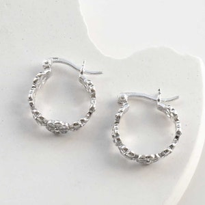 Sterling Silver Lace Flower Hoops