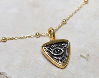 Gold Plated Sterling Silver Evil Eye Necklace
