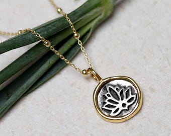 Gold Plated Sterling Silver Lotus Necklace
