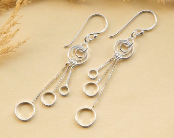 Sterling Silver Dangly Delicate Rings Earrings