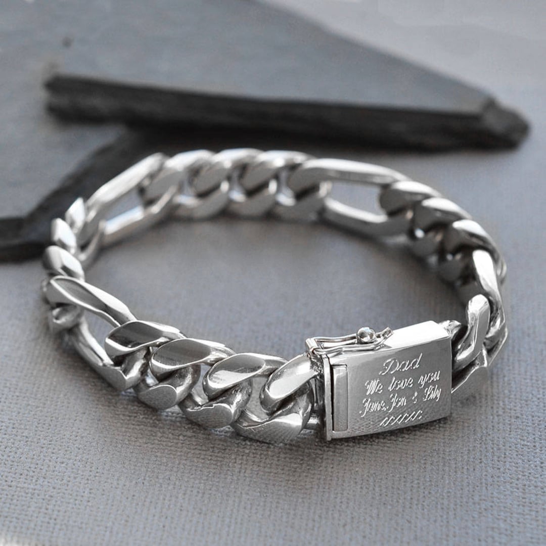 Sterling Silver Heavy Figaro Bracelet - Etsy