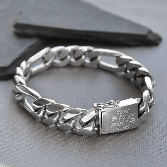 Sterling Silver Heavy Figaro Bracelet - Etsy