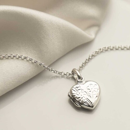 Sterling Silver Vintage Heart Locket Necklace Etsy