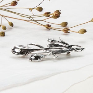 Blumen-Brosche aus 925er Silber