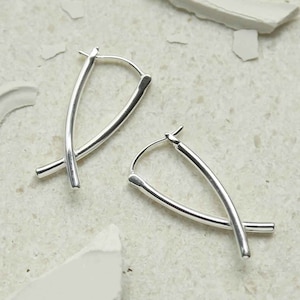 Sterling Silver Crossover Hoops