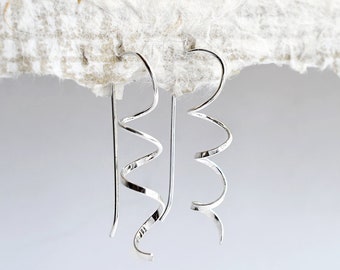 Sterling Silver Simple Coil Drop Earrings