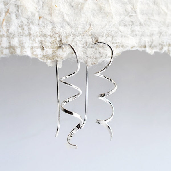 Sterling Silver Simple Coil Drop Earrings