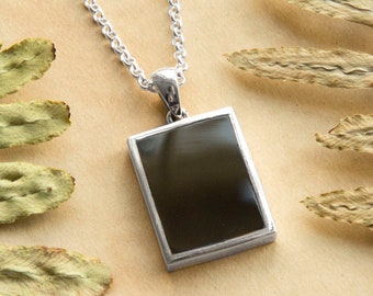 Engravable Sterling Silver and Black Onyx Necklace