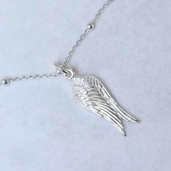 Sterling Silver Angel Wings Necklace - Etsy