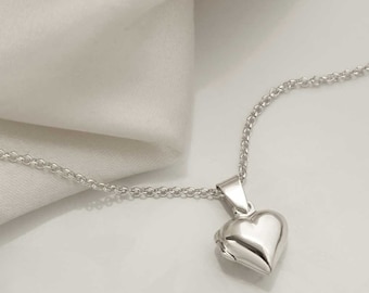Sterling Silver Tiny Heart Locket Necklace