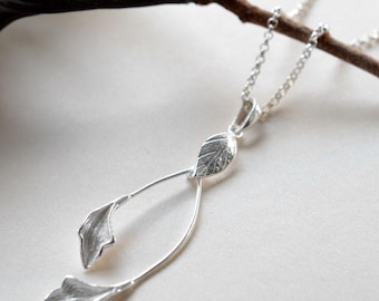 Sterling Silver Falling Leaves Necklace